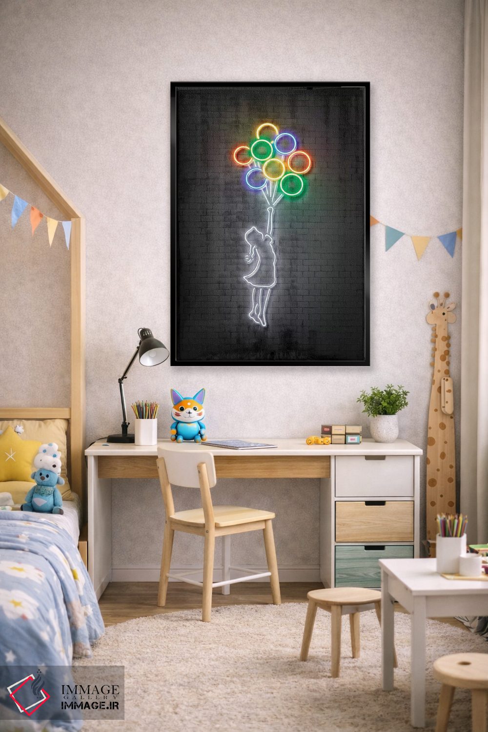 تابلو دکوراتیو دختر بادکنک به دست اثر اکتاویان میلو - D2B