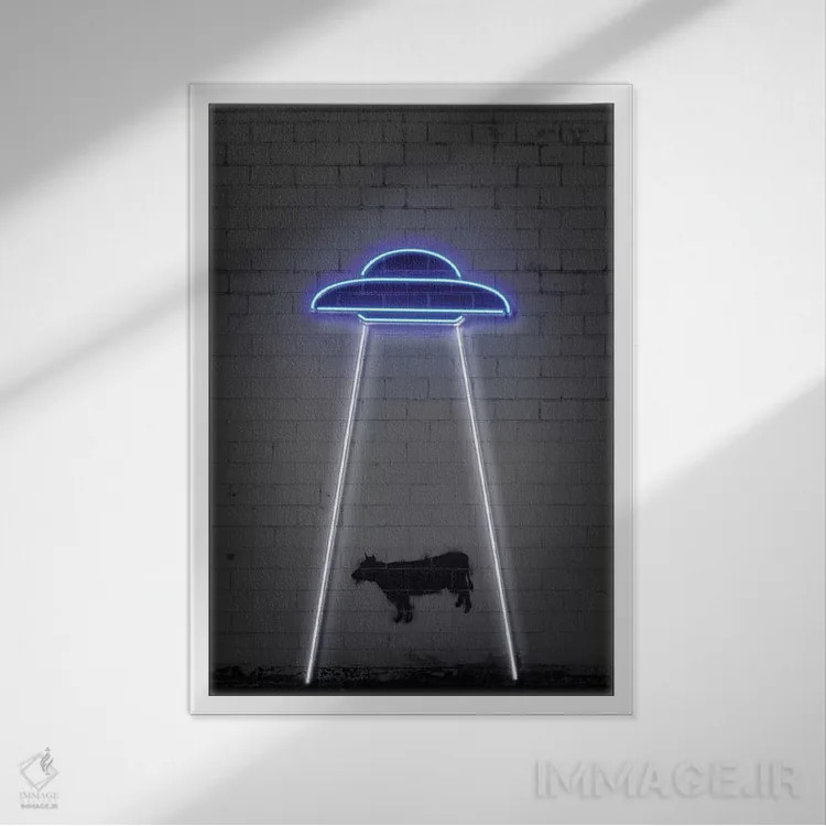 تابلو دکوراتیو یوفو اثر اکتاویان میلو - نمای قابدار سفید