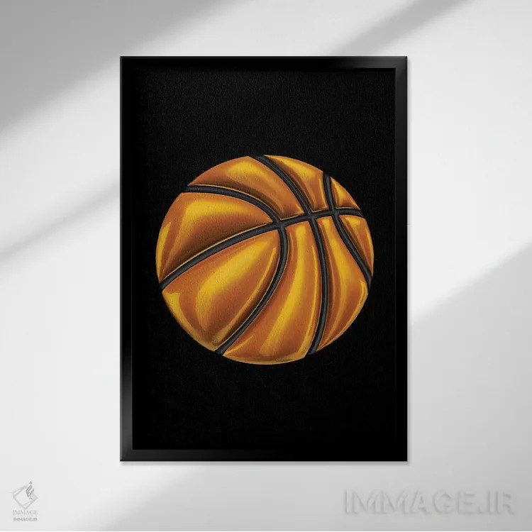 تابلو دکوراتیو بسکتبال اثر اکتاویان میلو - نمای قابدار مشکی