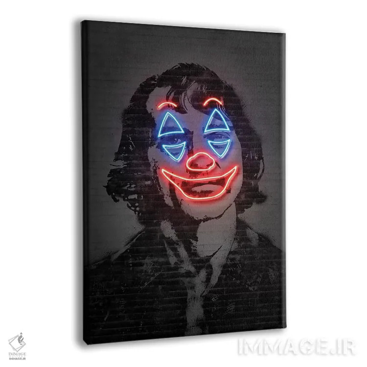 تابلو دکوراتیو جوکر نئونی اثر اکتاویان میلو - نمای پرسپکتیو محصول