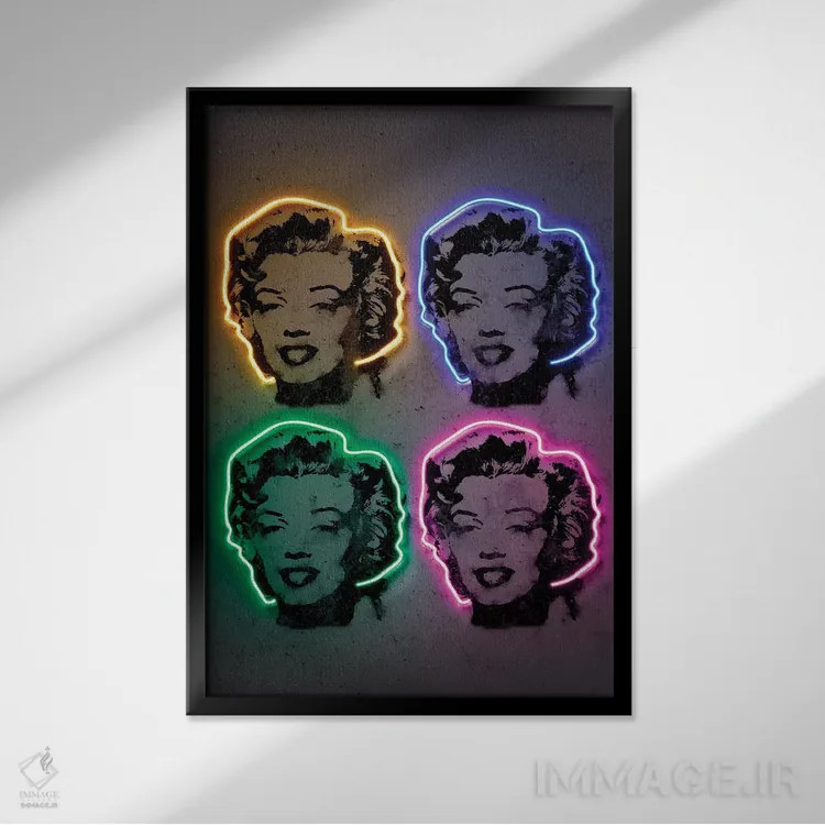 تابلو دکوراتیو مریلین پاپ اثر اکتاویان میلو - نمای قابدار مشکی