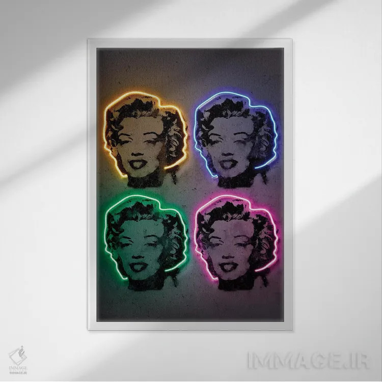 تابلو دکوراتیو مریلین پاپ اثر اکتاویان میلو - نمای قابدار سفید