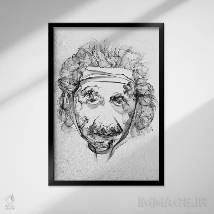 تابلو دکوراتیو آلبرت اینشتین اثر اکتاویان میلو - نمای قابدار مشکی