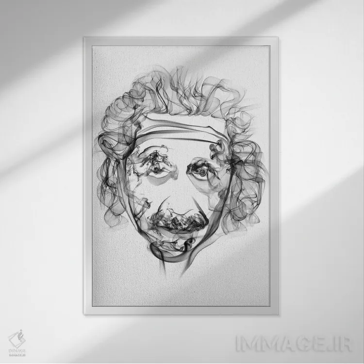 تابلو دکوراتیو آلبرت اینشتین اثر اکتاویان میلو - نمای قابدار سفید