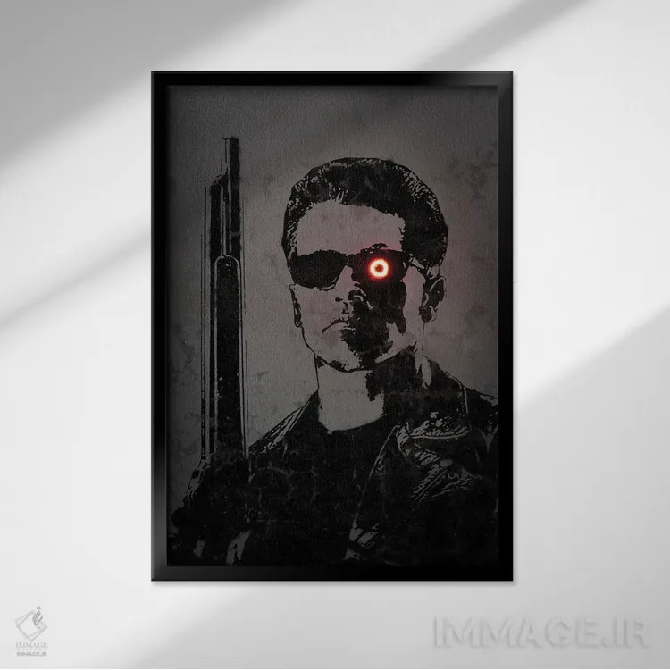 تابلو دکوراتیو ترمیناتور اثر اکتاویان میلو - نمای قابدار مشکی
