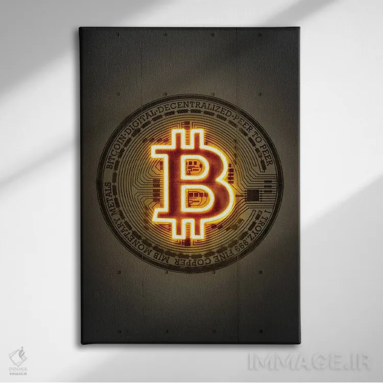 تابلو دکوراتیو بیت کوین اثر اکتاویان میلو - نمای روبهرو روی دیوار