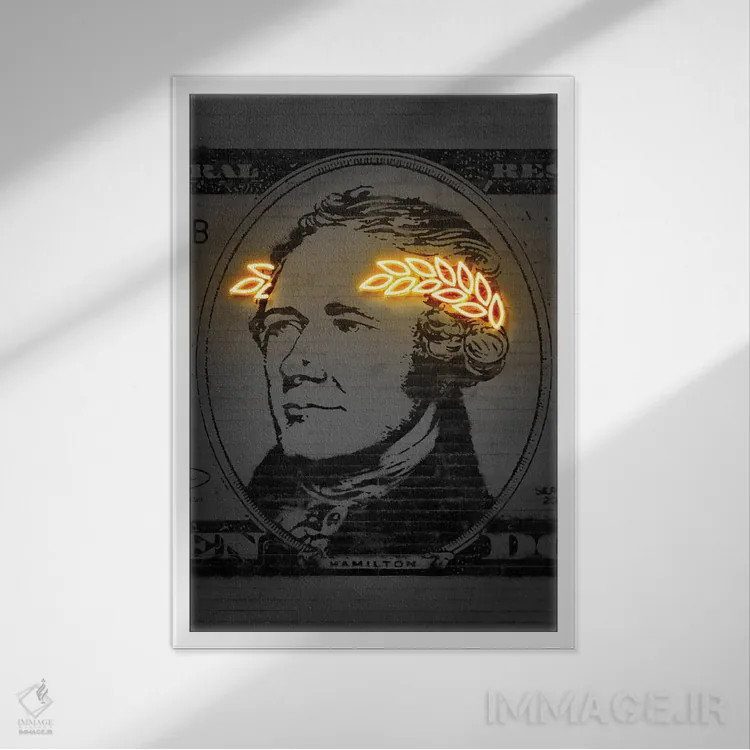 تابلو دکوراتیو الکساندر همیلتون اثر اکتاویان میلو - نمای قابدار سفید