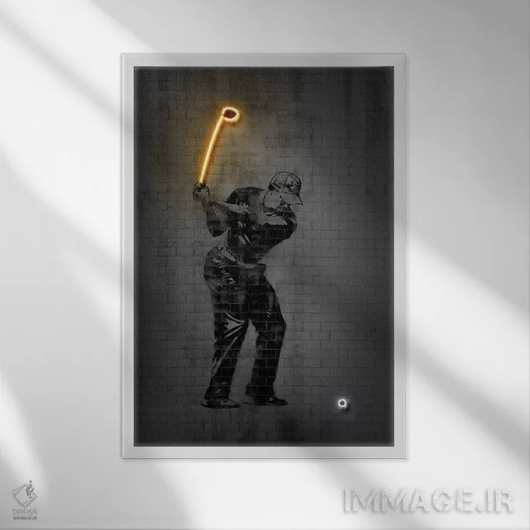 تابلو دکوراتیو تایگر وودز اثر اکتاویان میلو - نمای قابدار سفید