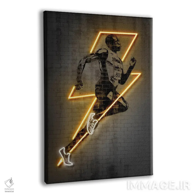 تابلو دکوراتیو یوسین بولت اثر اکتاویان میلو - نمای پرسپکتیو محصول