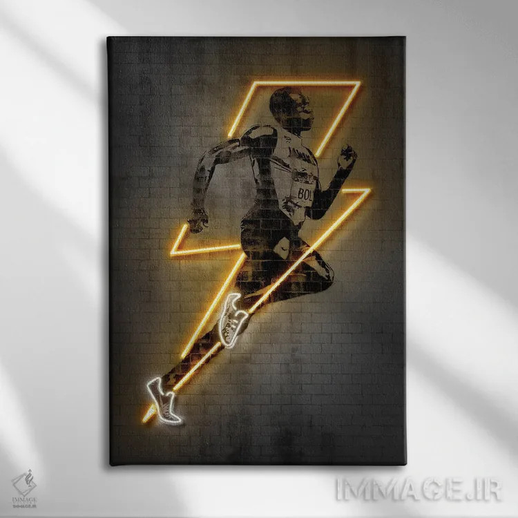 تابلو دکوراتیو یوسین بولت اثر اکتاویان میلو - نمای روبهرو روی دیوار