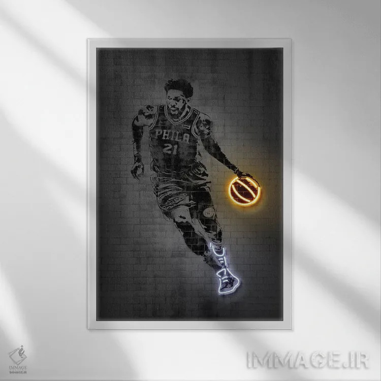 تابلو دکوراتیو جوئل امبید اثر اکتاویان میلو - نمای قابدار سفید