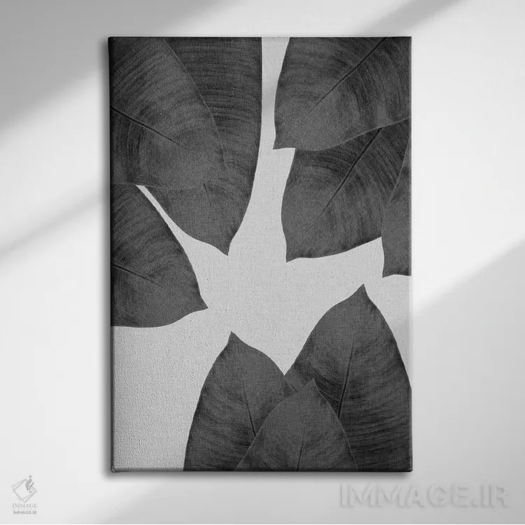 تابلو مدرن برگ موز I سیاه و سفید اثر اورارا استودیو - نمای روبهرو روی دیوار