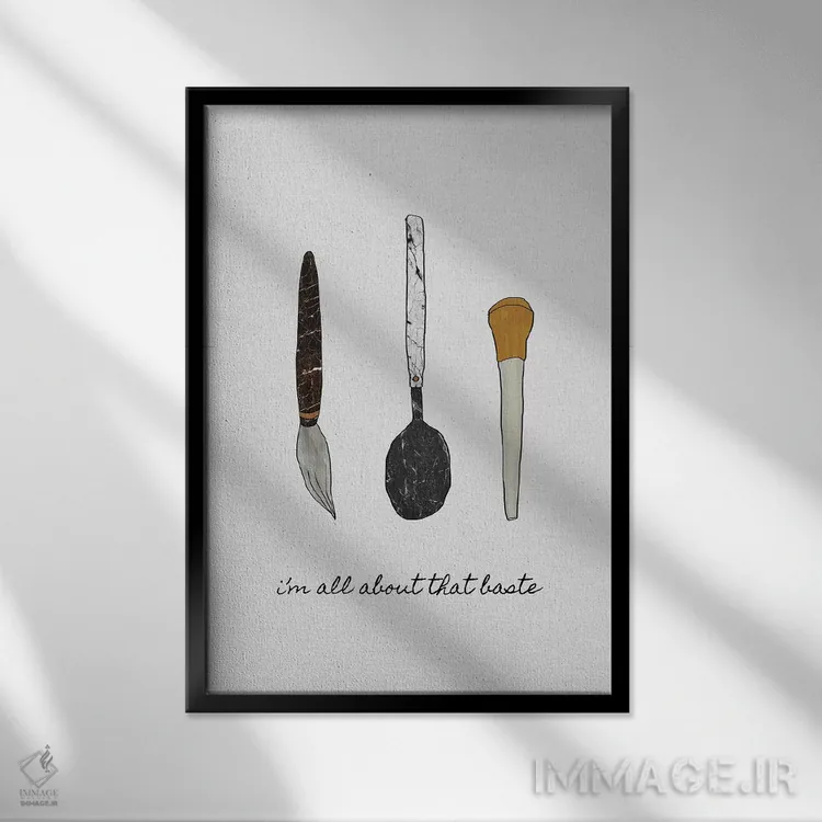 تابلو مینیمال همه چی درباره سس پخت اثر اورارا استودیو - نمای قابدار مشکی