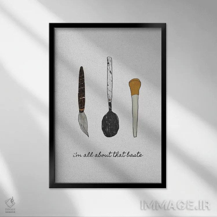 تابلو مینیمال همه چی درباره سس پخت اثر اورارا استودیو - نمای قابدار مشکی
