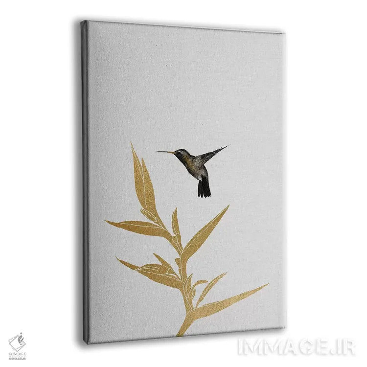 تابلو مینیمال مرغ مگس خوار و گل I اثر اورارا استودیو - نمای پرسپکتیو محصول