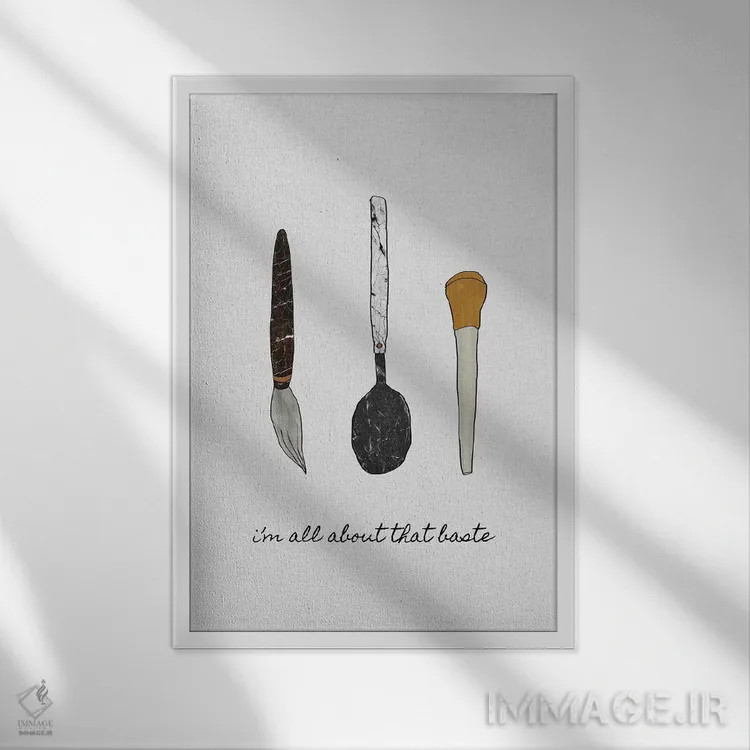 تابلو مینیمال همه چی درباره سس پخت اثر اورارا استودیو - نمای قابدار سفید