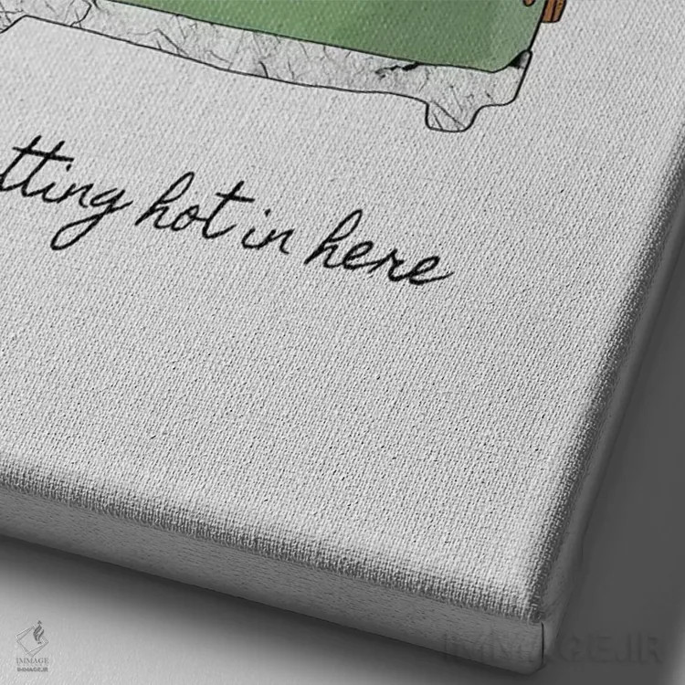 تابلو مینیمال اینجا داره داغ میشه اثر اورارا استودیو - نمای نزدیک بافت بوم