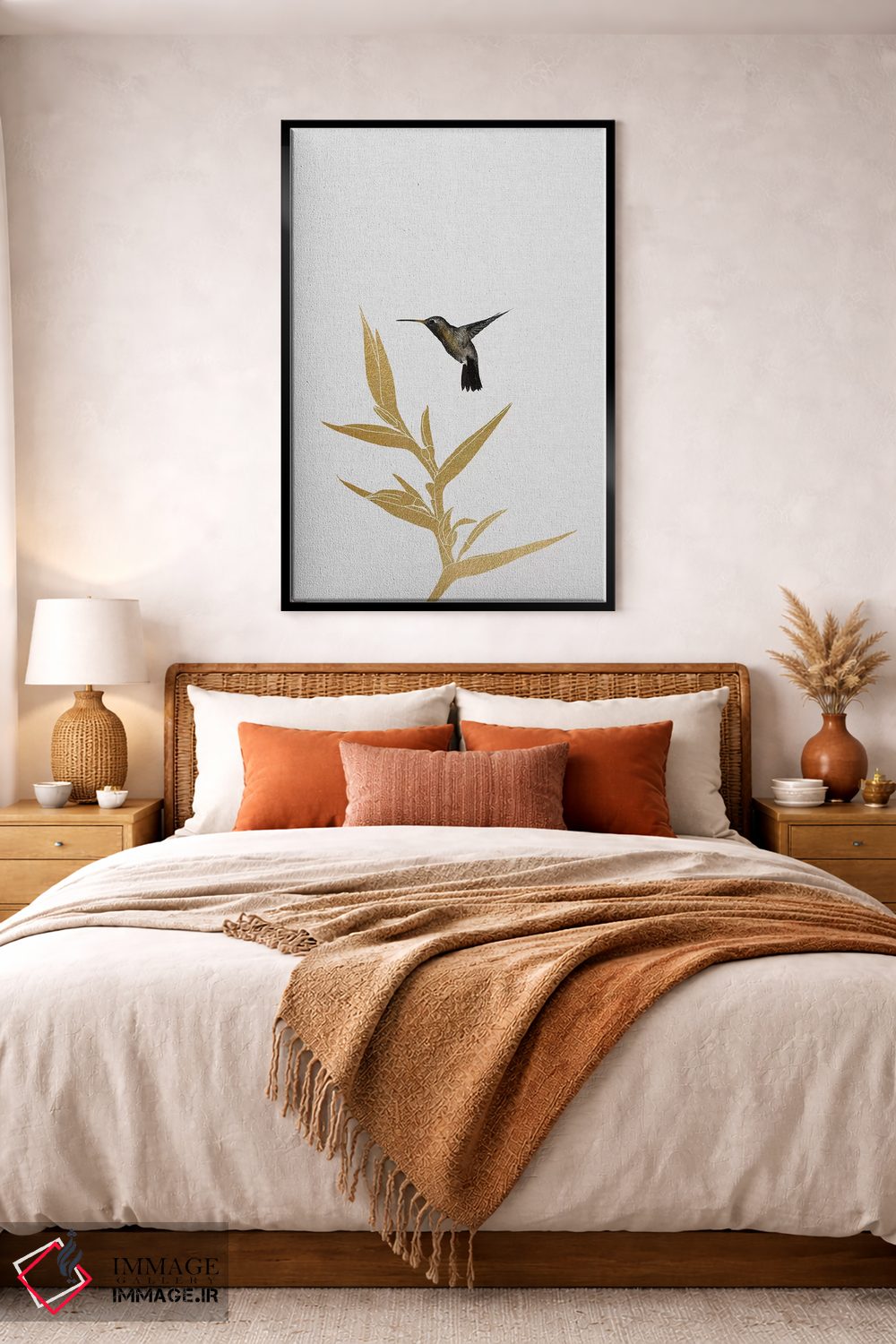 تابلو مینیمال مرغ مگس خوار و گل I اثر اورارا استودیو - D4B