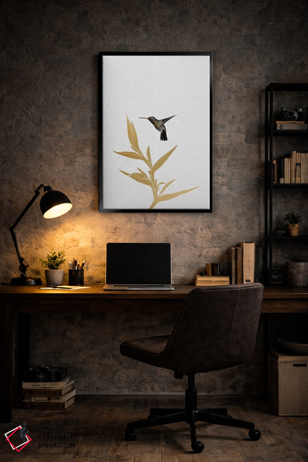 تابلو مینیمال مرغ مگس خوار و گل I اثر اورارا استودیو - D6B