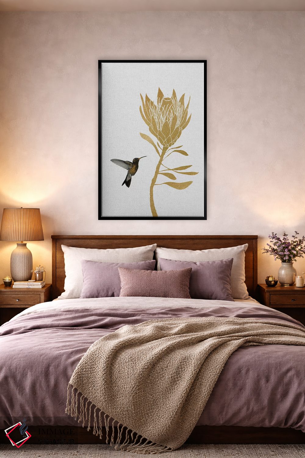 تابلو مینیمال مرغ مگس خوار و گل II اثر اورارا استودیو - D2B