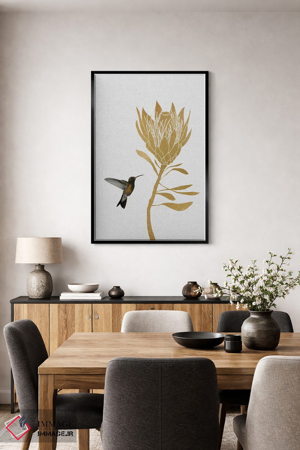 تابلو مینیمال مرغ مگس خوار و گل II اثر اورارا استودیو - D3B