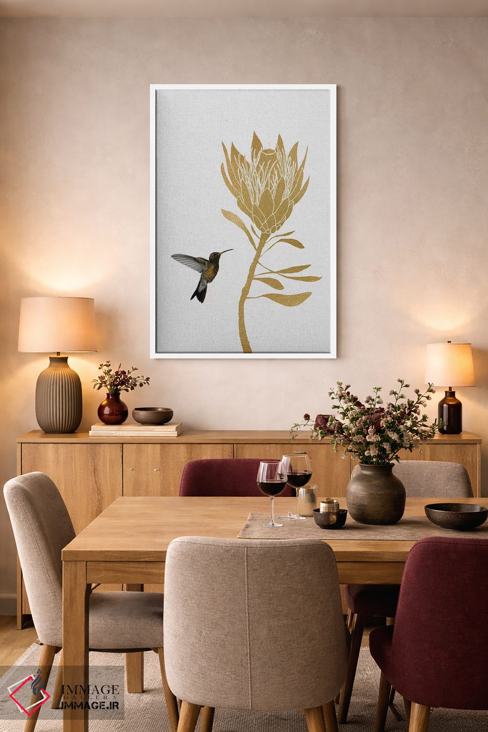 تابلو مینیمال مرغ مگس خوار و گل II اثر اورارا استودیو - D6W