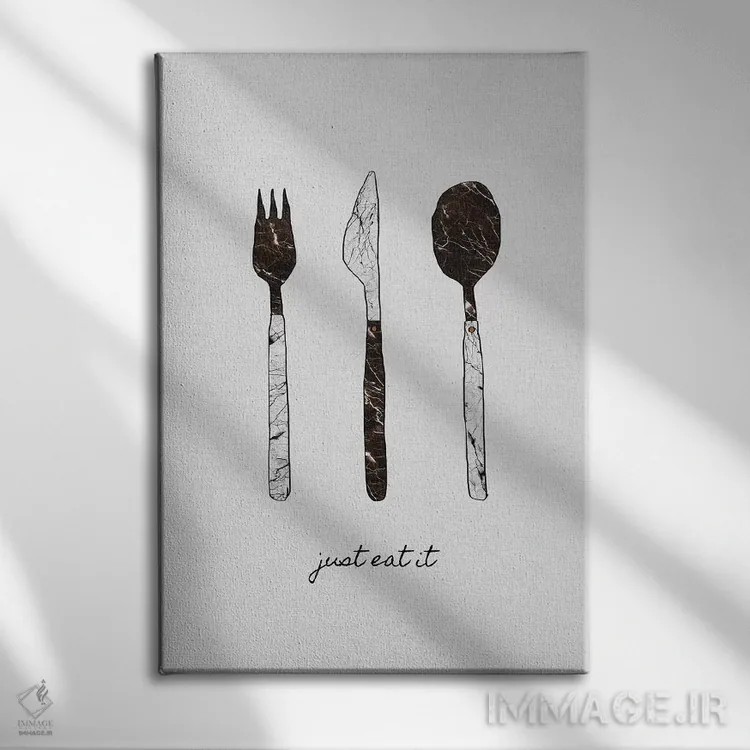 تابلو مینیمال فقط بخورش اثر اورارا استودیو - نمای روبهرو روی دیوار