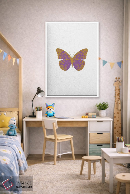 تابلو مینیمال پروانه بنفشه ای اثر اورارا استودیو - D1W