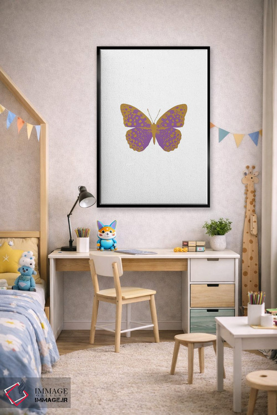 تابلو مینیمال پروانه بنفشه ای اثر اورارا استودیو - D2B