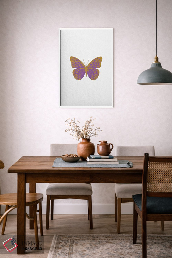 تابلو مینیمال پروانه بنفشه ای اثر اورارا استودیو - D5W