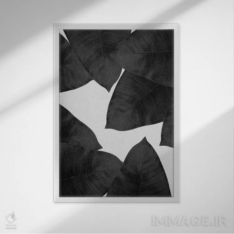 تابلو مدرن برگ موز II اثر اورارا استودیو - نمای قابدار سفید