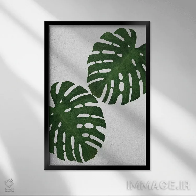 تابلو مینیمال برگ مانسترا I اثر اورارا استودیو - نمای قابدار مشکی