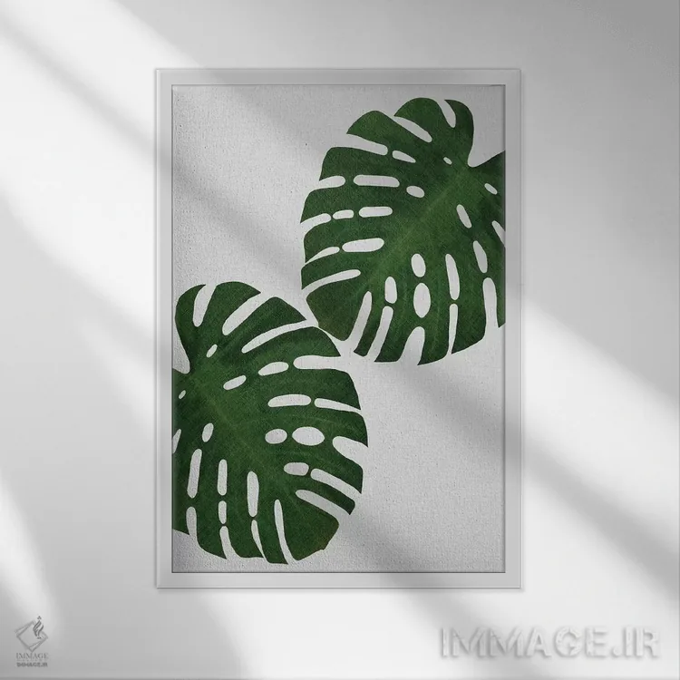 تابلو مینیمال برگ مانسترا I اثر اورارا استودیو - نمای قابدار سفید