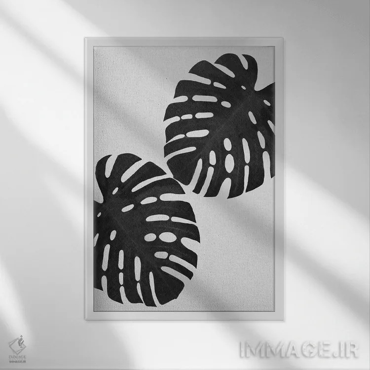 تابلو مینیمال برگ مانسترا I اثر اورارا استودیو - نمای قابدار سفید