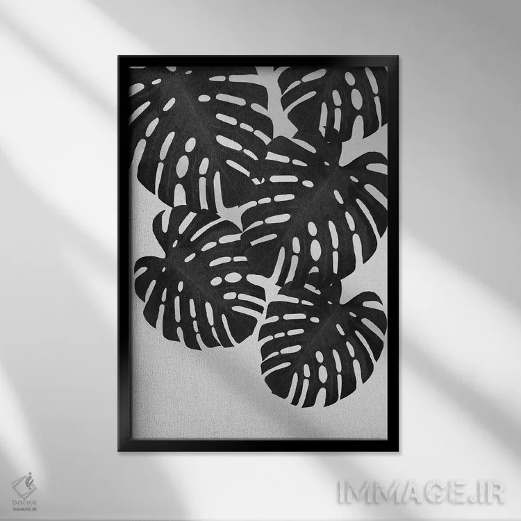 تابلو مدرن برگ مانسترا II اثر اورارا استودیو - نمای قابدار مشکی