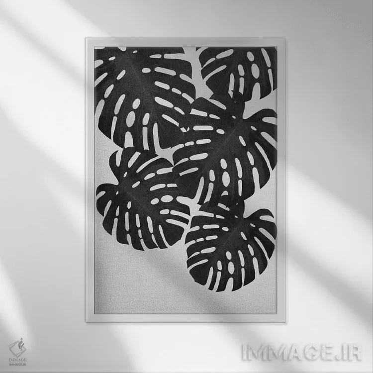 تابلو مدرن برگ مانسترا II اثر اورارا استودیو - نمای قابدار سفید