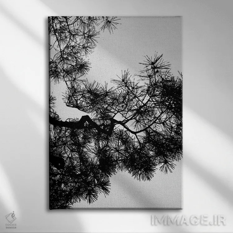 تابلو مدرن درخت کاج اثر اورارا استودیو - نمای روبهرو روی دیوار