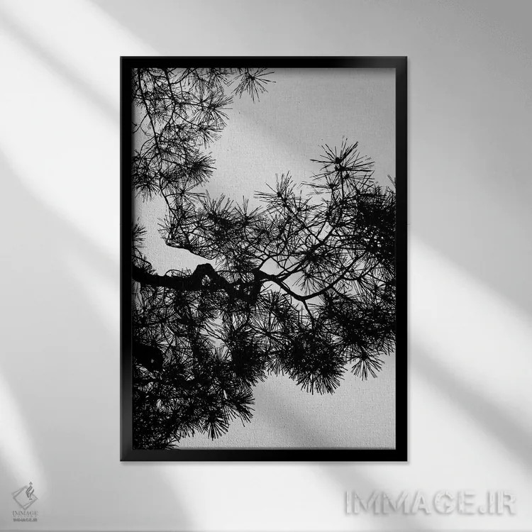 تابلو مدرن درخت کاج اثر اورارا استودیو - نمای قابدار مشکی