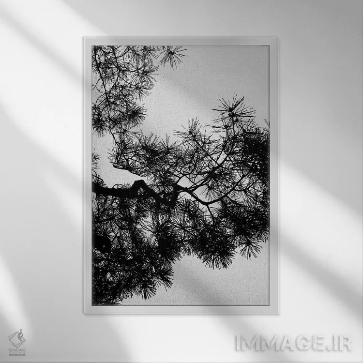 تابلو مدرن درخت کاج اثر اورارا استودیو - نمای قابدار سفید