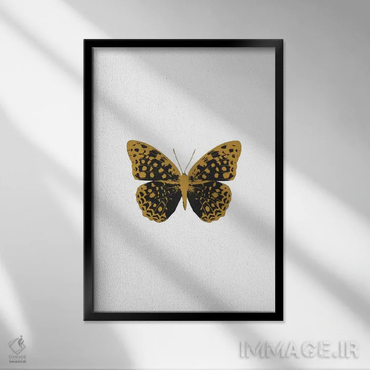 تابلو مدرن پروانه سیاه اثر اورارا استودیو - نمای قابدار مشکی