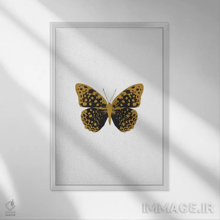 تابلو مدرن پروانه سیاه اثر اورارا استودیو - نمای قابدار سفید
