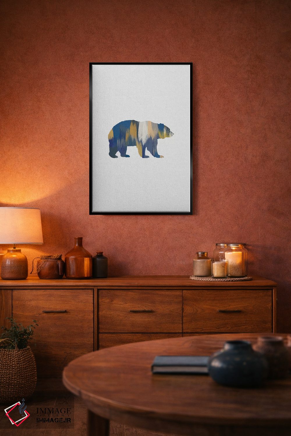 تابلو مینیمال خرس آبی و زرد اثر اورارا استودیو - D5B