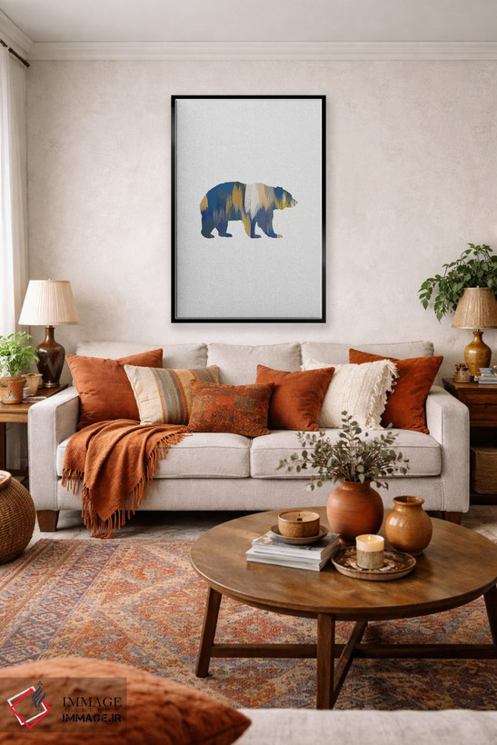 تابلو مینیمال خرس آبی و زرد اثر اورارا استودیو - D4B