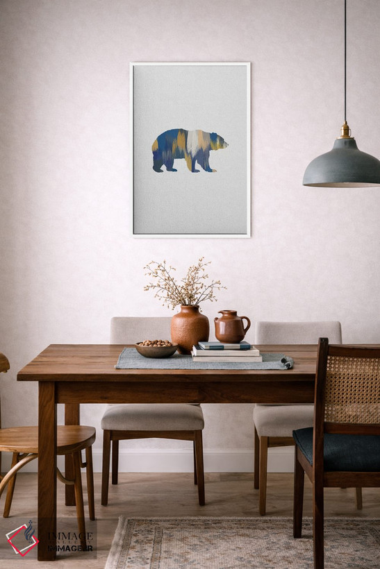 تابلو مینیمال خرس آبی و زرد اثر اورارا استودیو - D6W