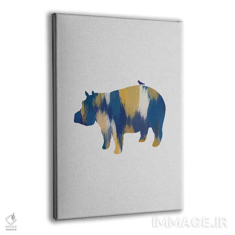 تابلو مینیمال اسب آبی آبی و زرد اثر اورارا استودیو - نمای پرسپکتیو محصول
