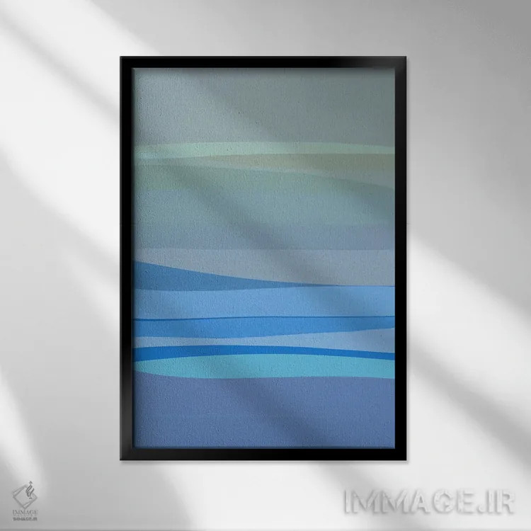 تابلو مینیمال انتزاعی آبی ۱ اثر اورارا استودیو - نمای قابدار مشکی