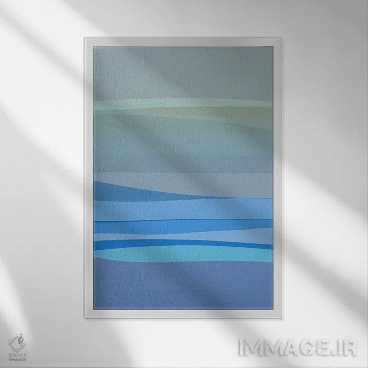 تابلو مینیمال انتزاعی آبی ۱ اثر اورارا استودیو - نمای قابدار سفید
