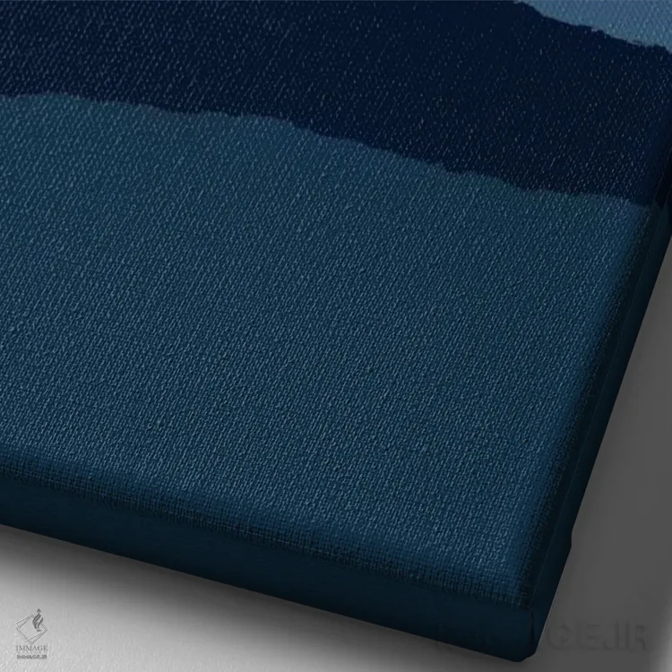 تابلو مینیمال انتزاعی آبی ۲ اثر اورارا استودیو - نمای نزدیک بافت بوم