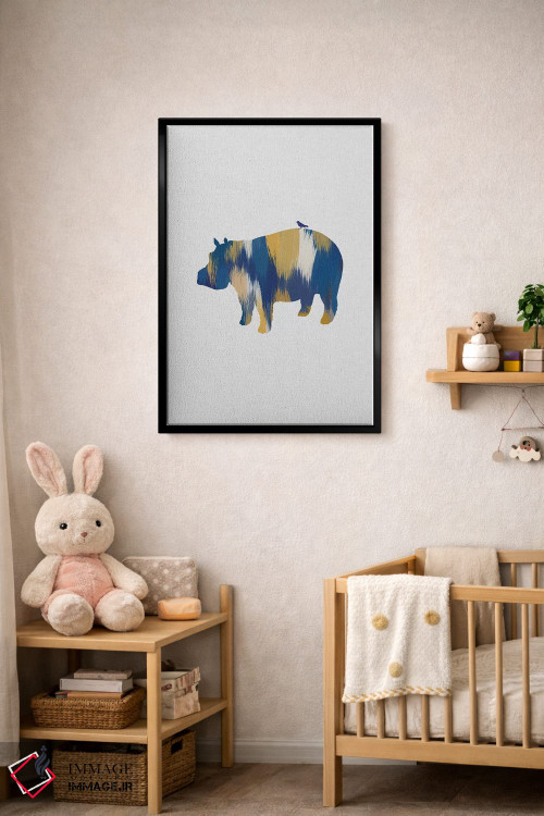 تابلو مینیمال اسب آبی آبی و زرد اثر اورارا استودیو - D4B