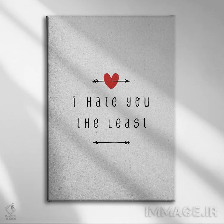 تابلو مینیمال از همه کمتر از تو بدم میاد اثر اورارا استودیو - نمای روبهرو روی دیوار